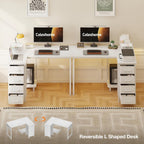 Small Corner Desk with Drawers for Home Office