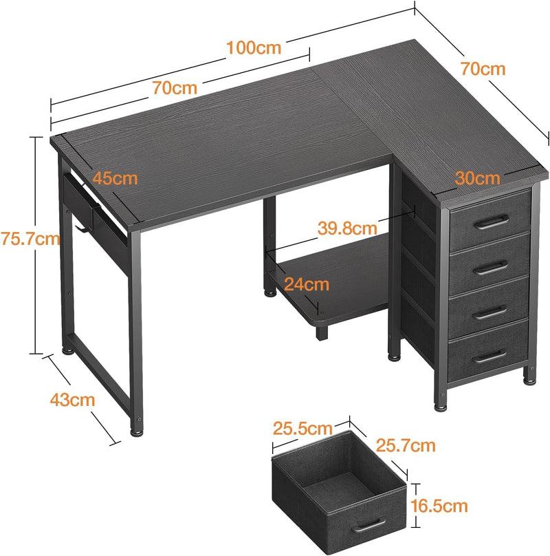 Small Corner Desk with Drawers for Home Office