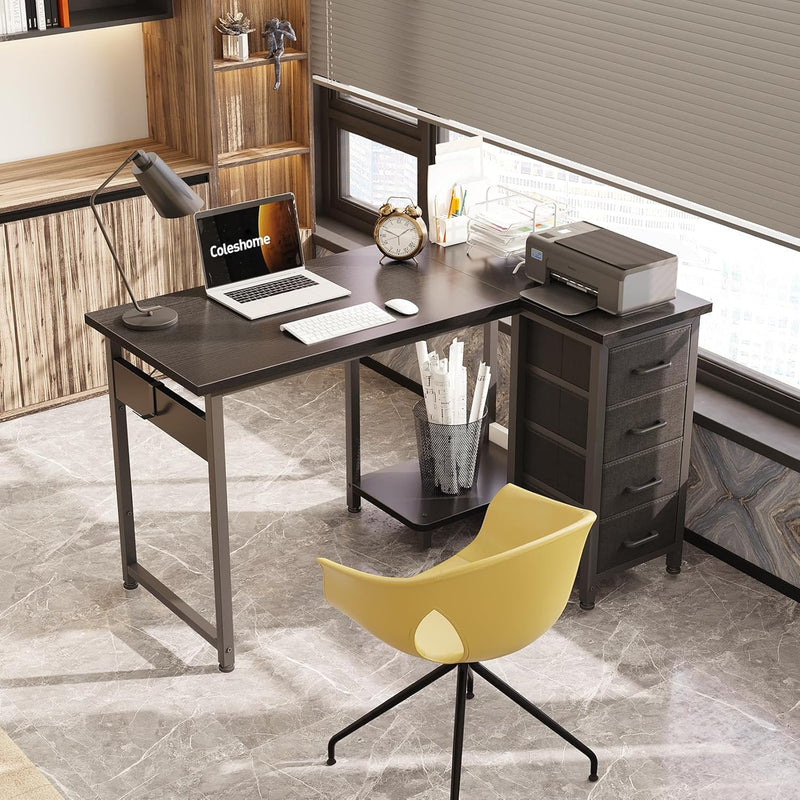 Small Corner Desk with Drawers for Home Office