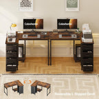 Small Corner Desk with Drawers for Home Office