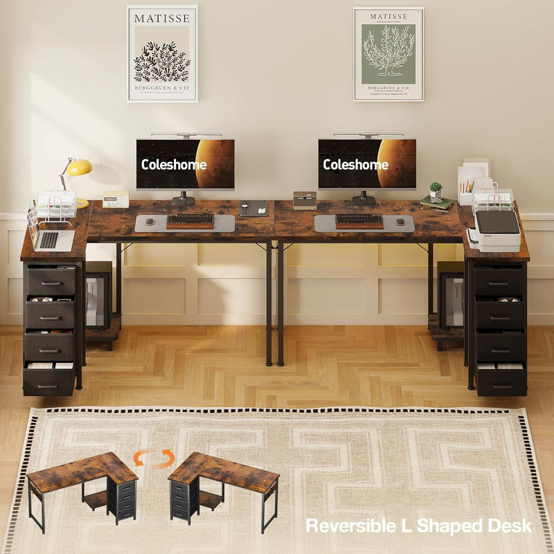 Small Corner Desk with Drawers for Home Office