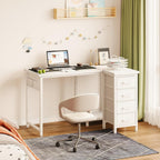 Small Corner Desk with Drawers for Home Office