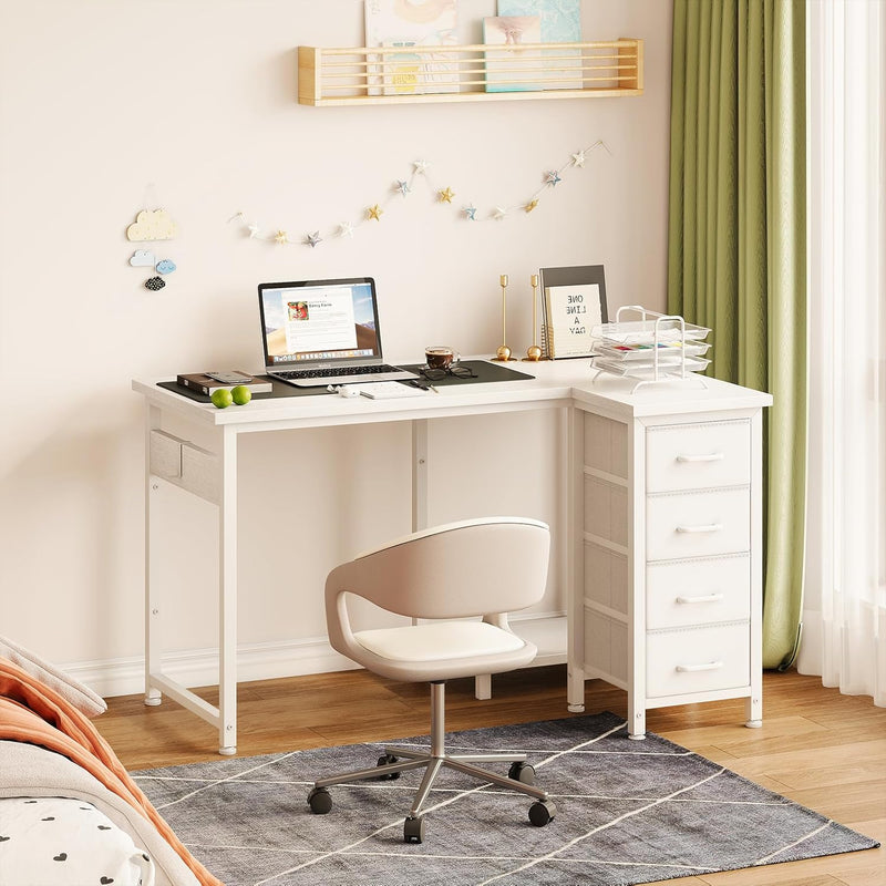 Small Corner Desk with Drawers for Home Office