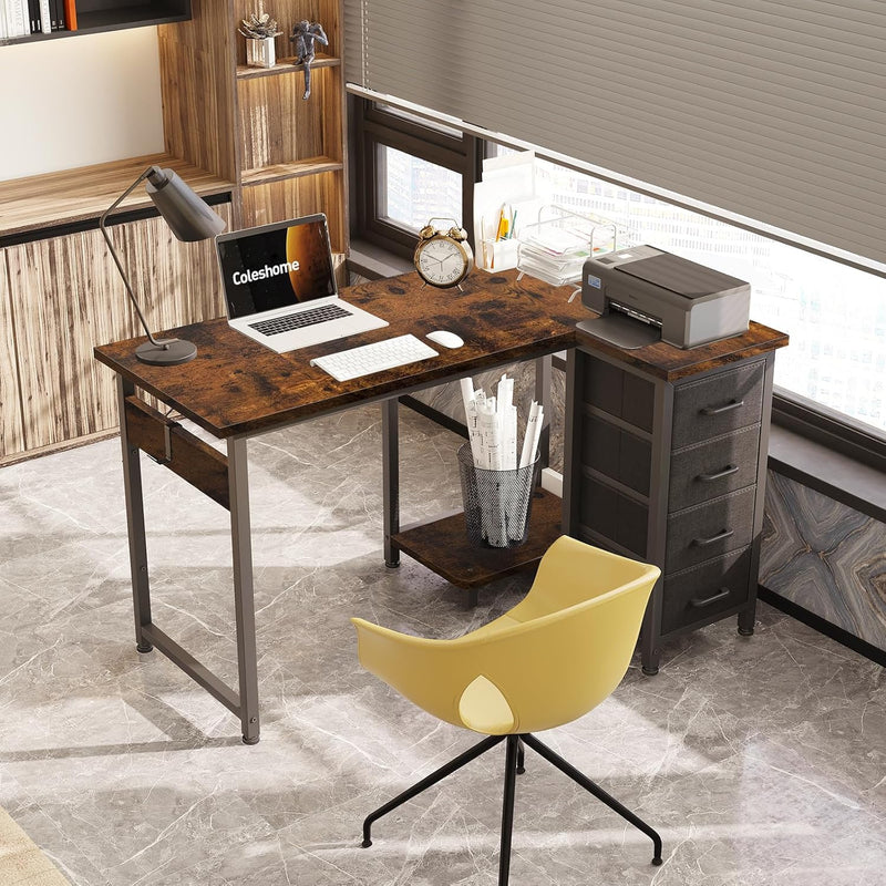 Small Corner Desk with Drawers for Home Office