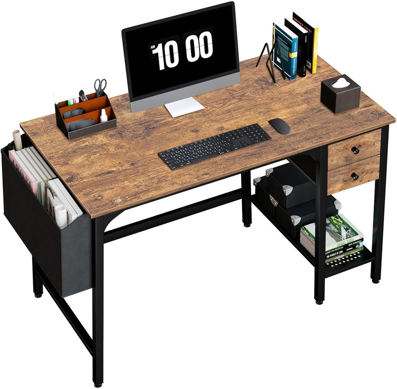Small Desk with Drawers 100CM Computer for Space