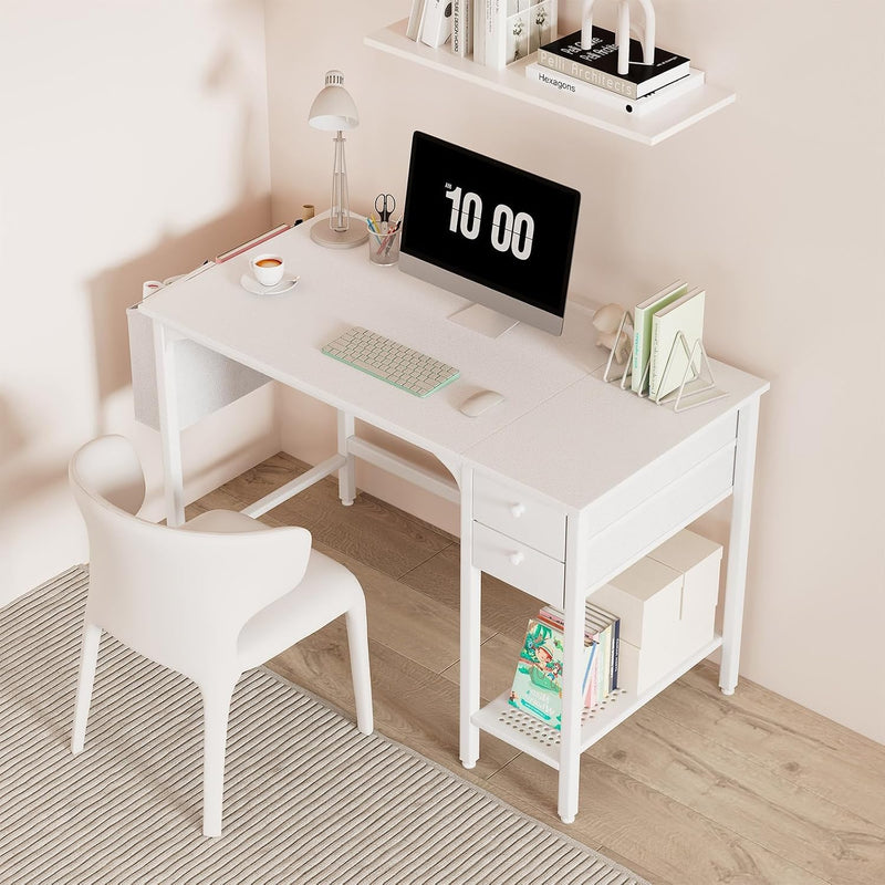 Small Desk with Drawers 100CM Computer for Space