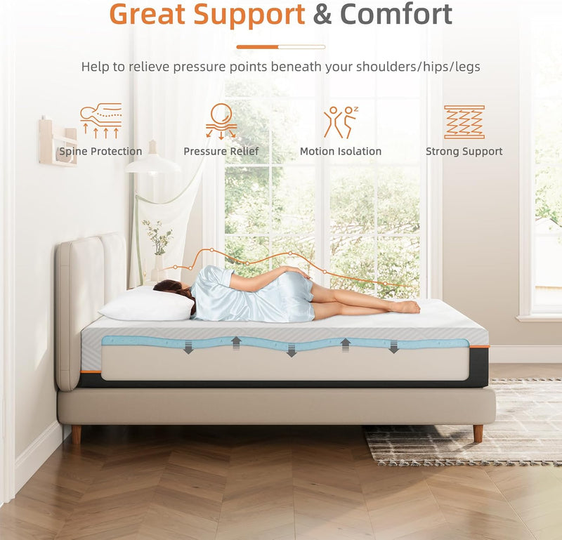 Mattress Memory Foam Medium 90x190x18CM Cooling Gel