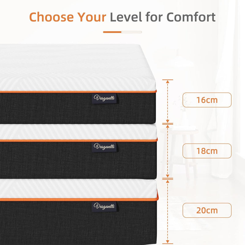 Mattress Memory Foam Medium 90x190x18CM Cooling Gel