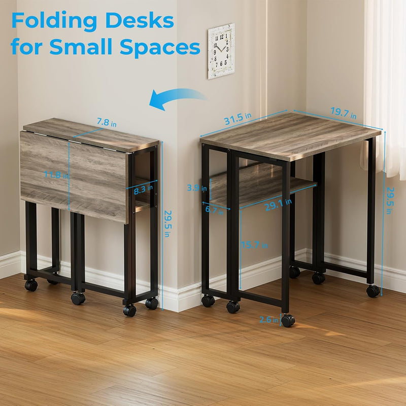 Folding Desk with Storage Shelf