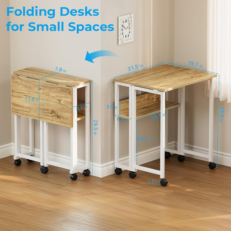 Folding Desk with Storage Shelf