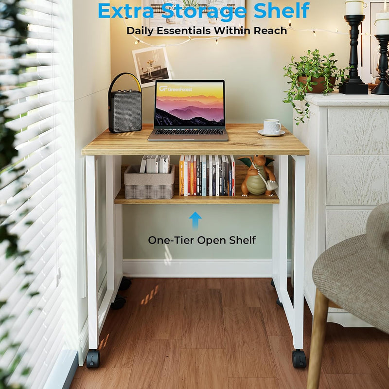 Folding Desk with Storage Shelf