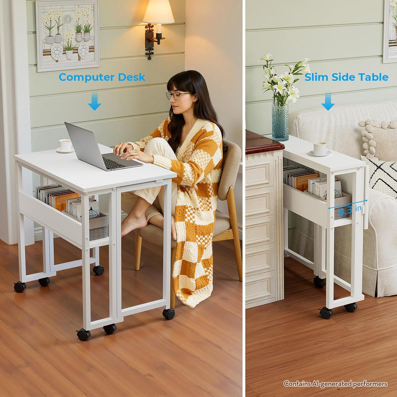 Folding Desk with Storage Shelf