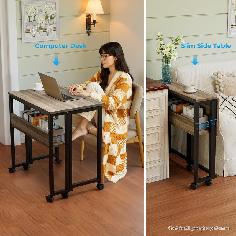 Folding Desk with Storage Shelf