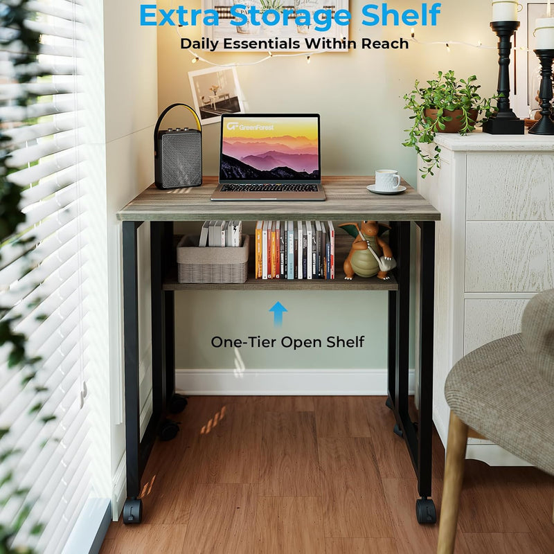 Folding Desk with Storage Shelf