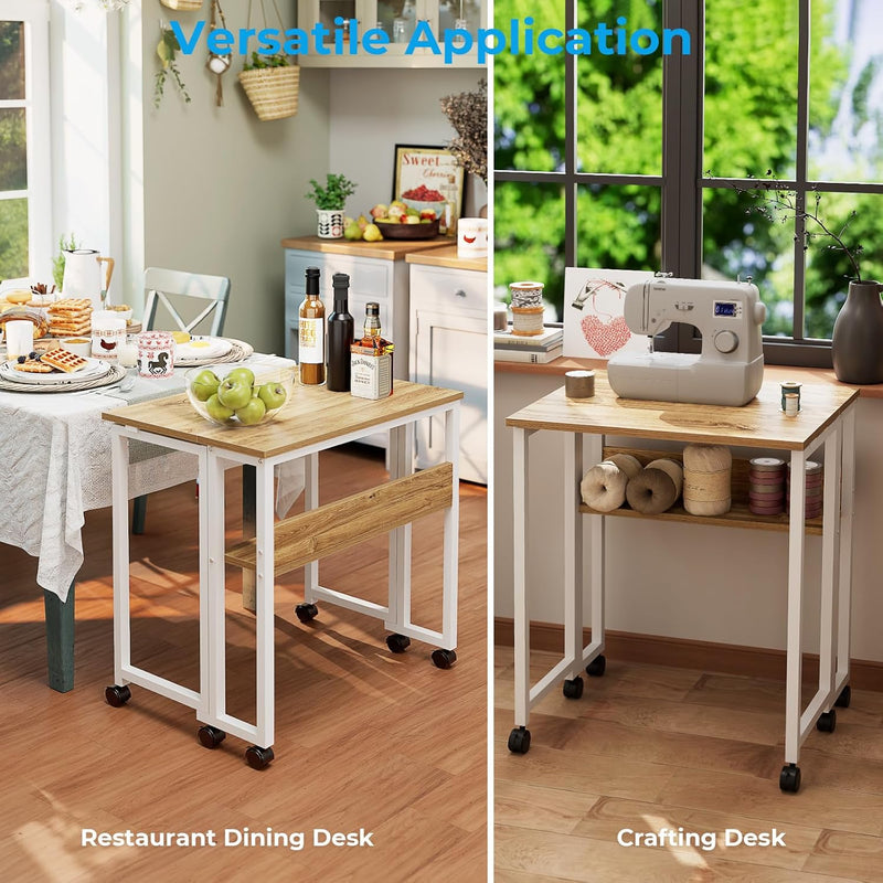 Folding Desk with Storage Shelf