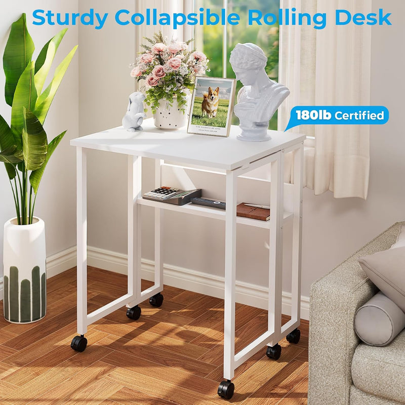 Folding Desk with Storage Shelf