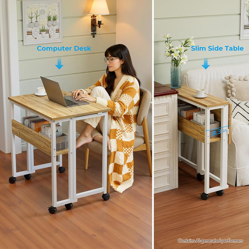Folding Desk with Storage Shelf