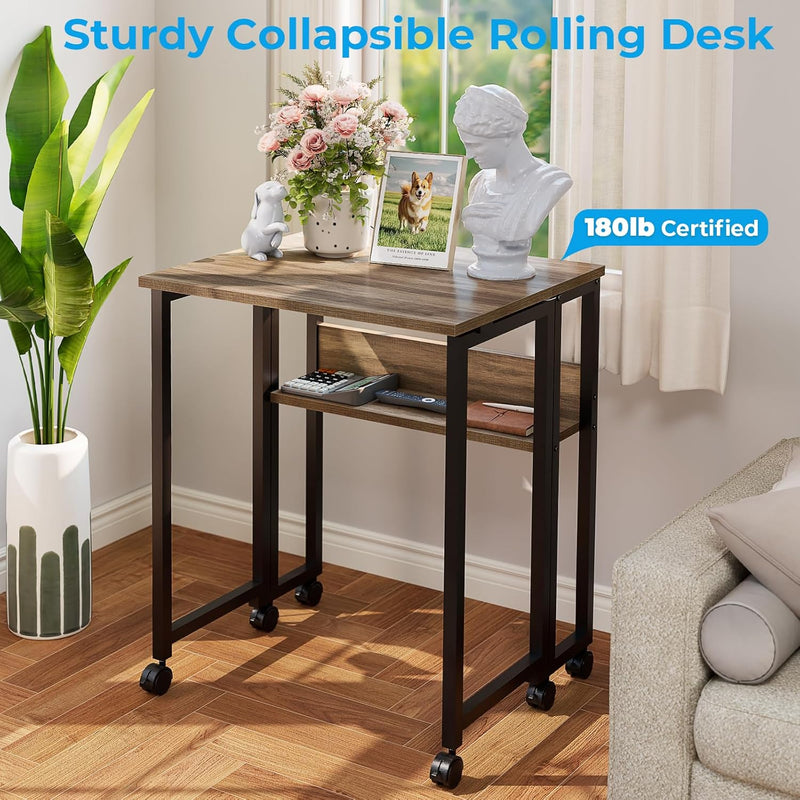 Folding Desk with Storage Shelf