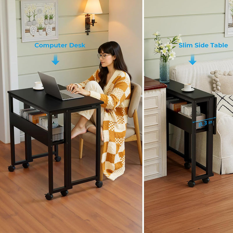 Folding Desk with Storage Shelf