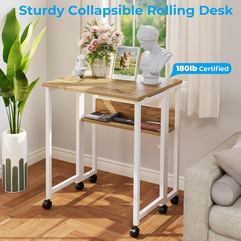 Folding Desk with Storage Shelf