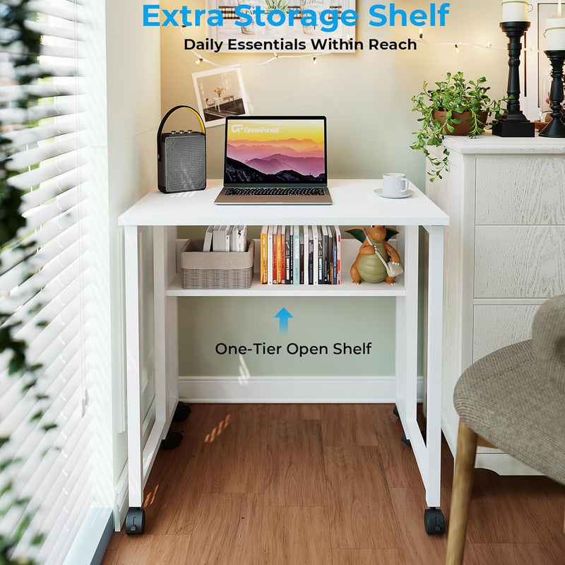 Folding Desk with Storage Shelf