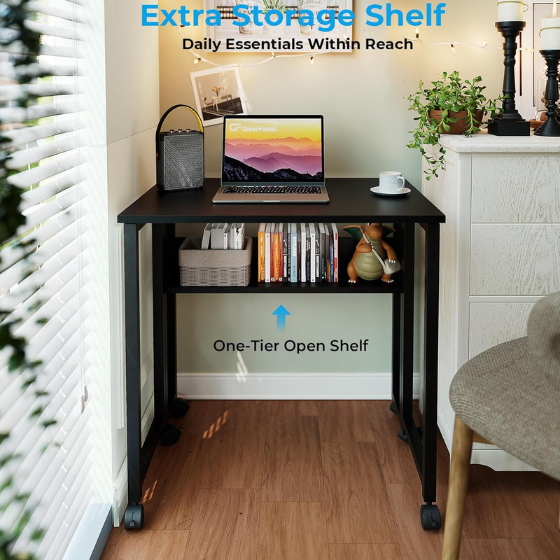 Folding Desk with Storage Shelf