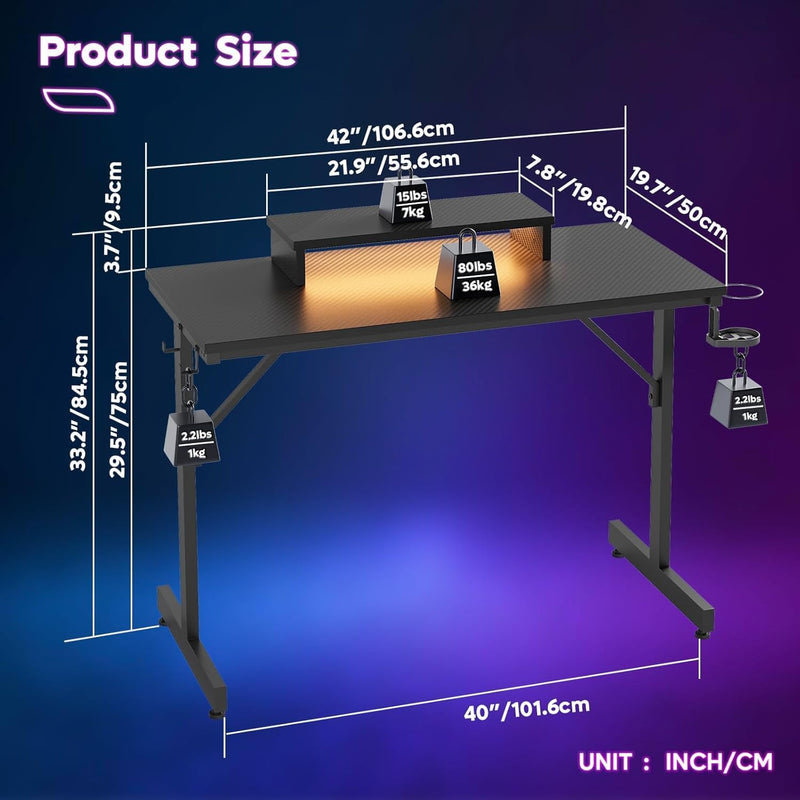 Small Gaming Desk LED Computer