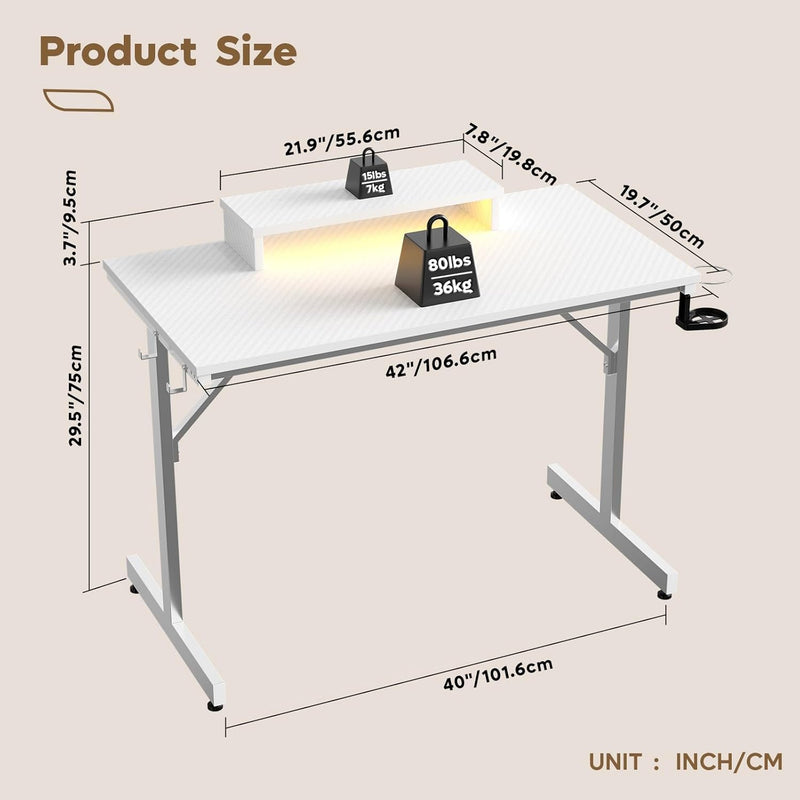 Small Gaming Desk LED Computer