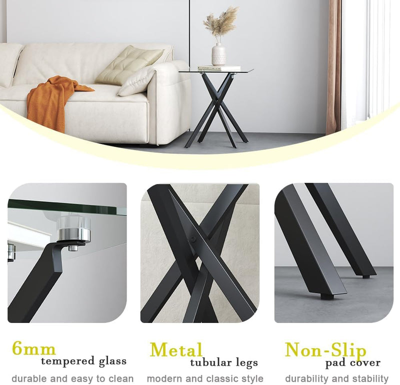 Small Glass End Table with Chrome Legs