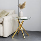 Small Glass End Table with Chrome Legs