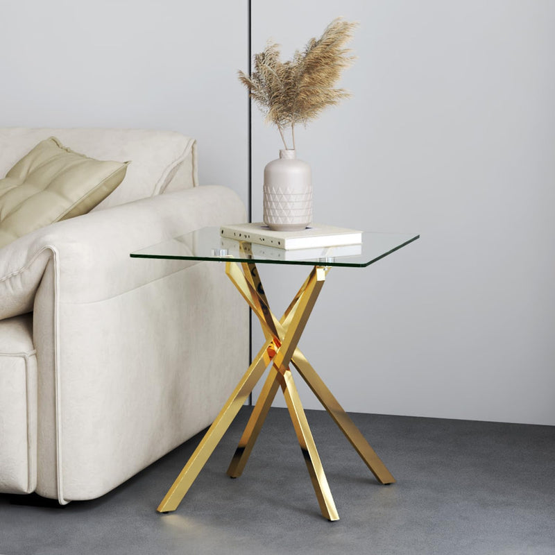 Small Glass End Table with Chrome Legs