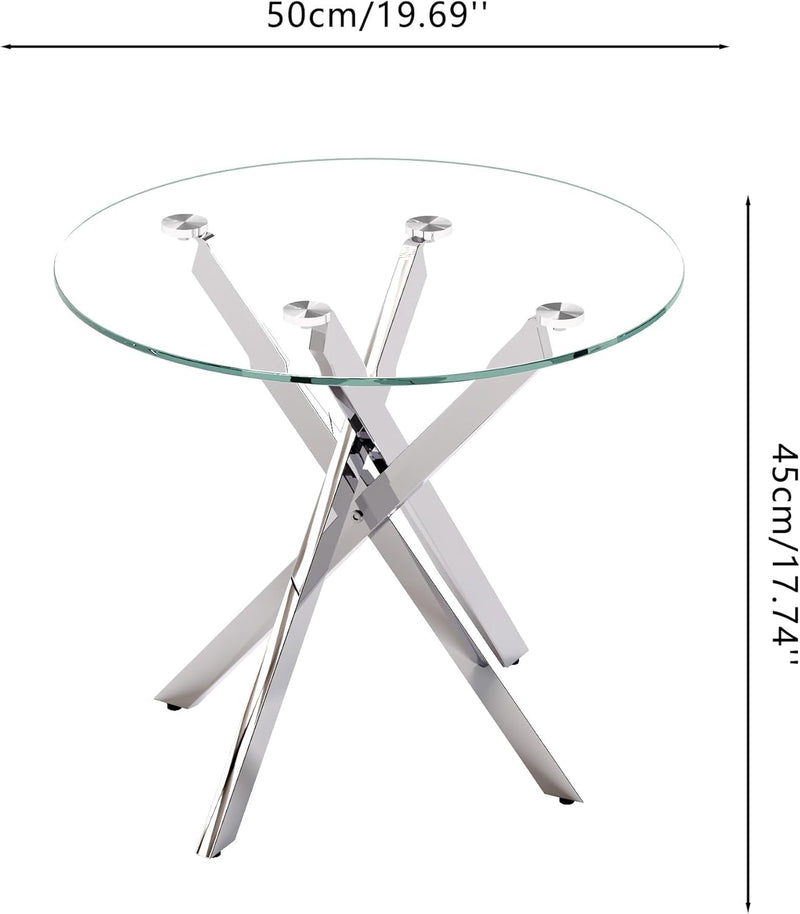Small Glass End Table with Chrome Legs