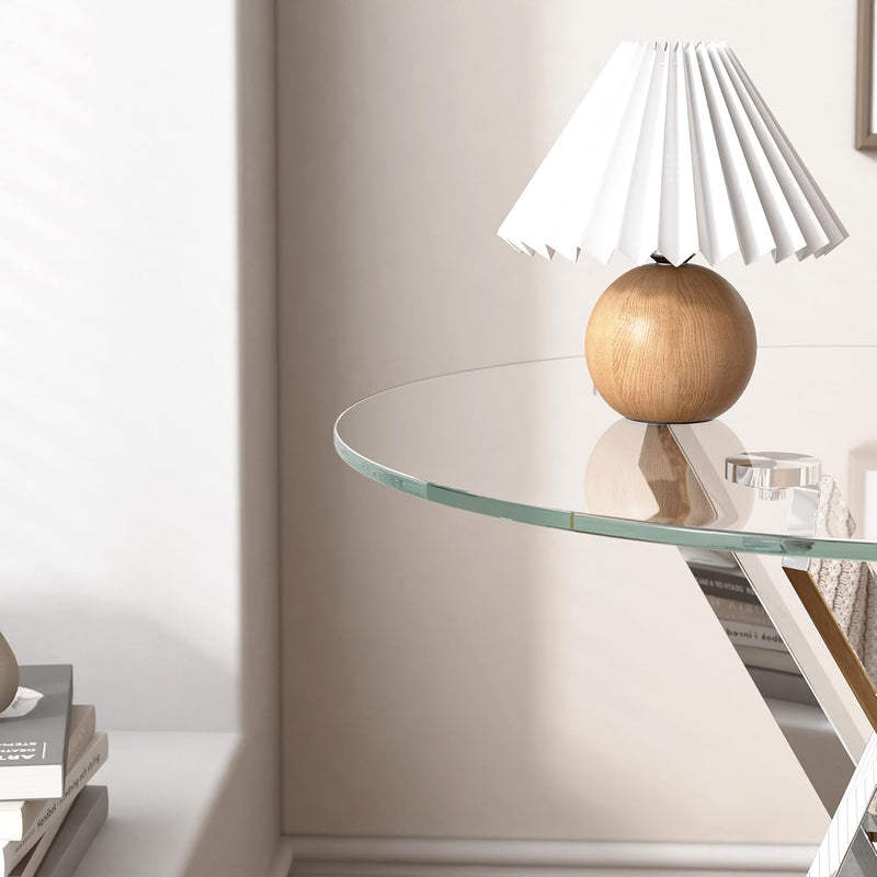 Small Glass End Table with Chrome Legs