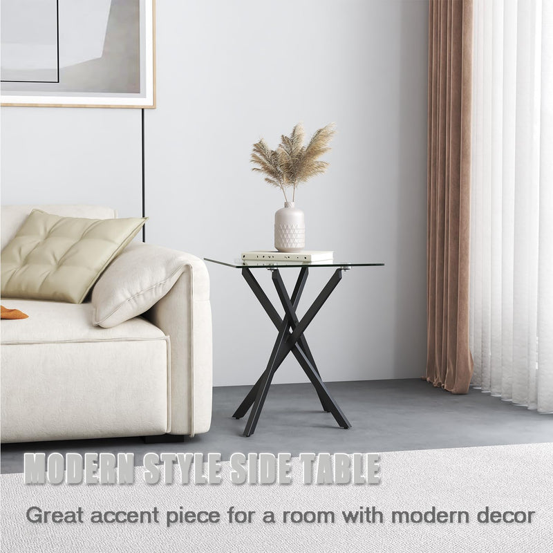 Small Glass End Table with Chrome Legs