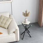 Small Glass End Table with Chrome Legs