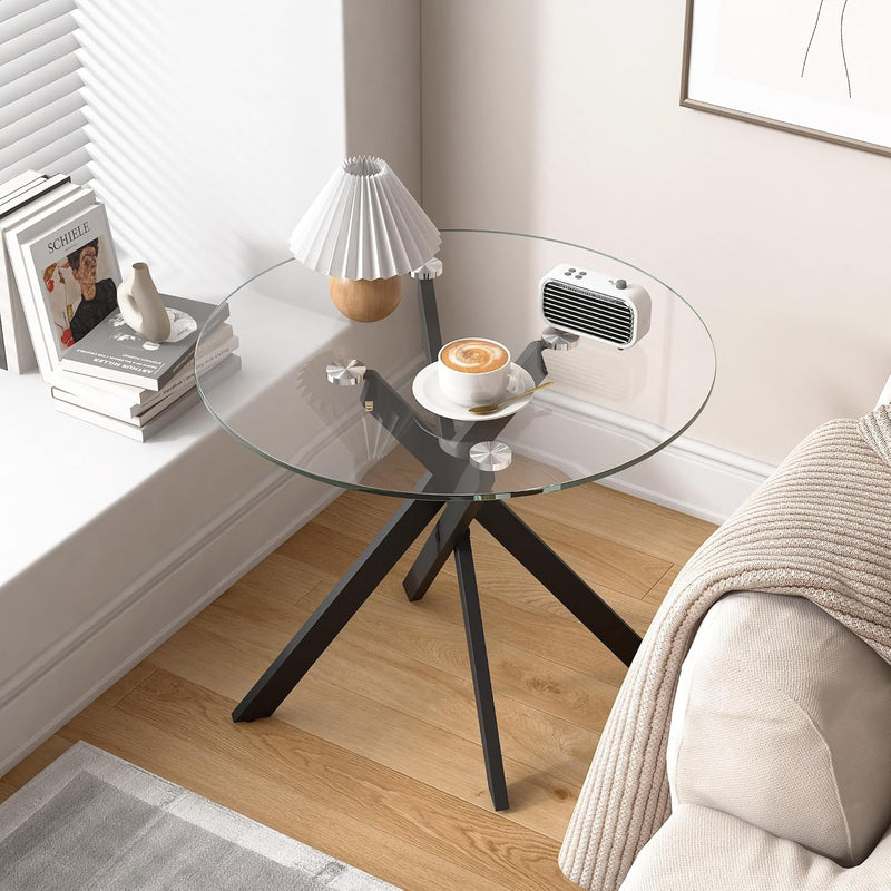 Small Glass End Table with Chrome Legs