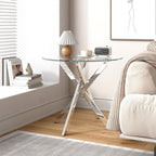 Small Glass End Table with Chrome Legs