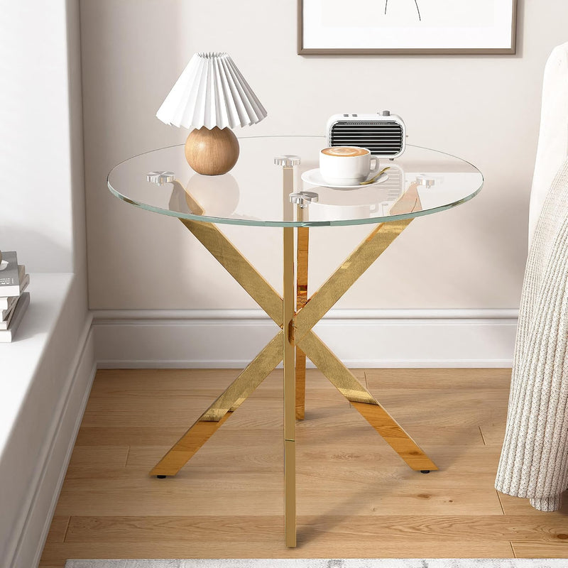 Small Glass End Table with Chrome Legs