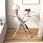 Small Glass End Table with Chrome Legs