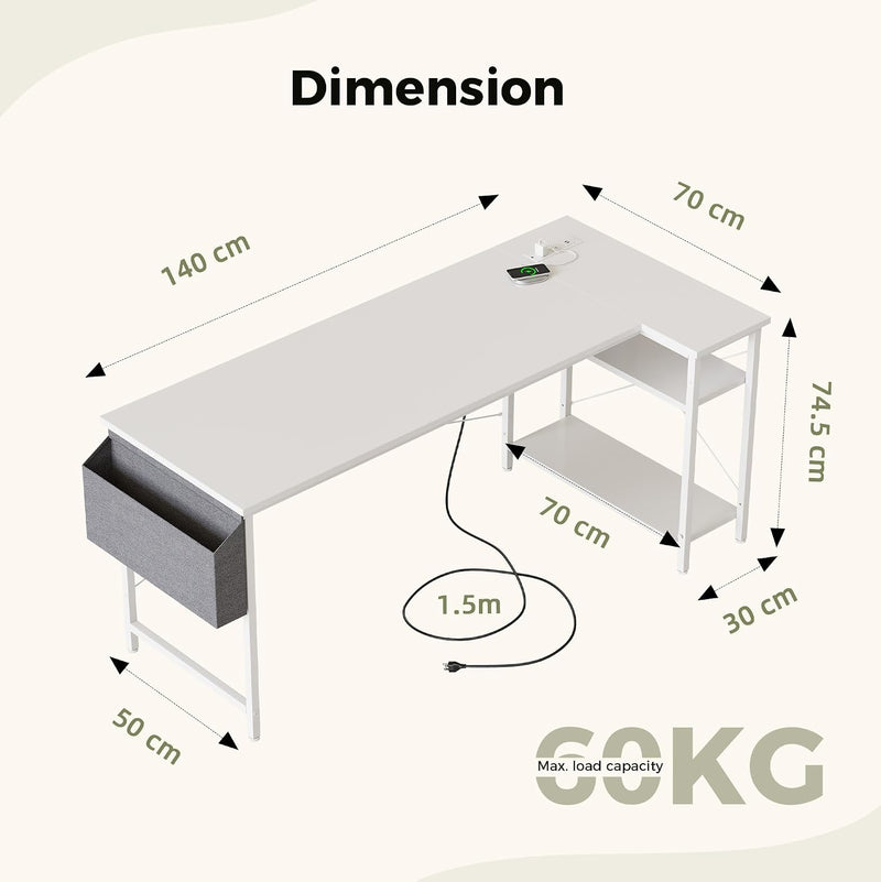 Corner Desk W. Power Outlets