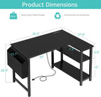 Small L Shaped Desk with Power Outlet Shelves