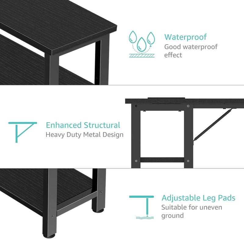 Small L Shaped Desk with Power Outlet Shelves