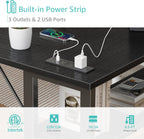 Small L Shaped Desk with Power Outlet Shelves