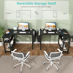 Small L Shaped Desk with Power Outlet Shelves