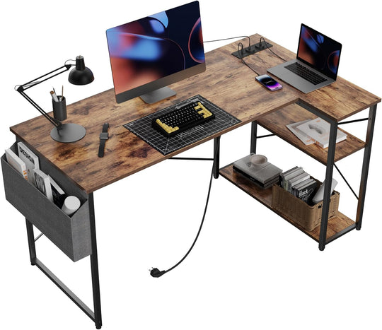 Small L Shaped Desk with Power Outlets