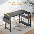 Small L Shaped Desk with Power Outlets