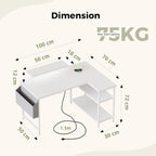 Small L Shaped Desk with Power Outlets 100