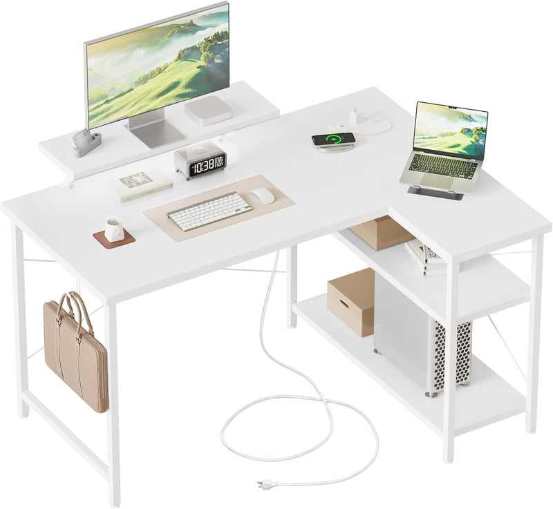 Small L Shaped Desk with Power Outlets 100