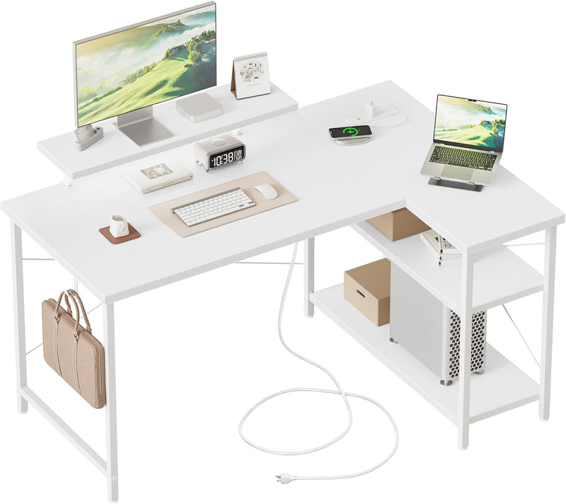 Small L Shaped Desk with Power Outlets 100