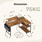 Small L Shaped Desk with Power Outlets 100